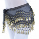 Ceinture de danse orientale noir a sequins dores