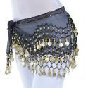 Ceinture de danse orientale noir a sequins dores