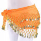 Ceinture de danse orientale orange à sequins dorés