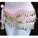 Ceinture de danse orientale rose a sequins dorés