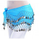 Ceinture de danse orientale turquoise à sequins argent