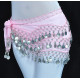 Ceinture de danse orientale rose clair à sequins argent