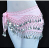 Ceinture de danse orientale rose clair à sequins argent