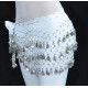 Ceinture de danse orientale blanc à sequins argent