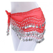 Ceinture rouge à sequins argentés