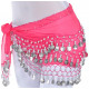 Ceinture de danse orientale fuschia à sequins argent