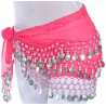 Ceinture de danse orientale fuschia à sequins argent