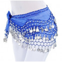 Ceinture de danse orientale bleu roy à sequins argent