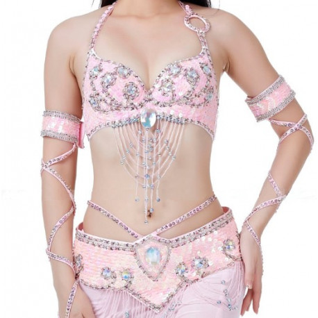 Set coordonné de danse orientale rose pâle