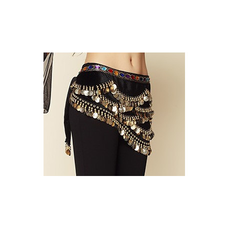 Foulard de danse orientale en velours et strass noir