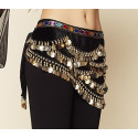 Foulard de danse orientale en velours et strass noir