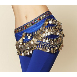 Foulard de danse orientale en velours et strass bleu royal