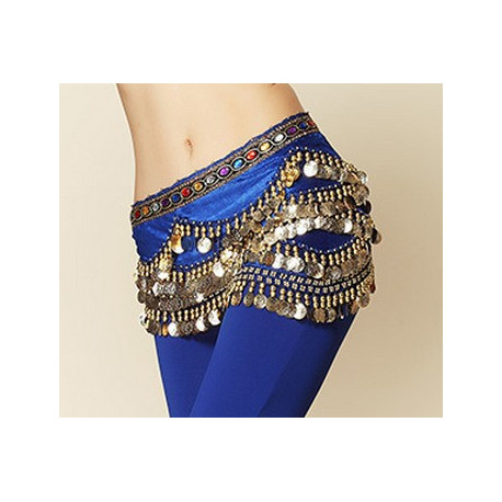 Foulard de danse orientale en velours et strass bleu royal