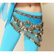 Foulard de danse orientale en velours et strass bleu ciel