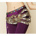 Foulard de danse orientale en velours et strass prune