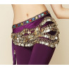Foulard de danse orientale en velours et strass prune