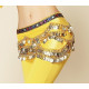 Foulard de danse orientale en velours et strass jaune