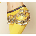 Foulard de danse orientale en velours et strass jaune