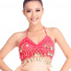 Top de danse orientale à sequins dorés fuschia