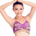 Top de danse orientale à sequins dorés violet
