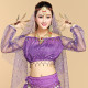 Brassière de danse orientale brillante à manches longues violet