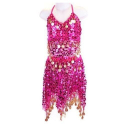 Tenue orientale enfant brillante top jupe fuschia
