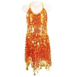 Tenue orientale enfant brillante top jupe orange