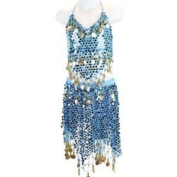 Tenue orientale enfant brillante top jupe bleu clair