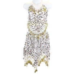 Tenue orientale enfant brillante top jupe blanc