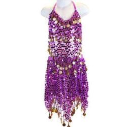 Tenue orientale enfant brillante top jupe violette
