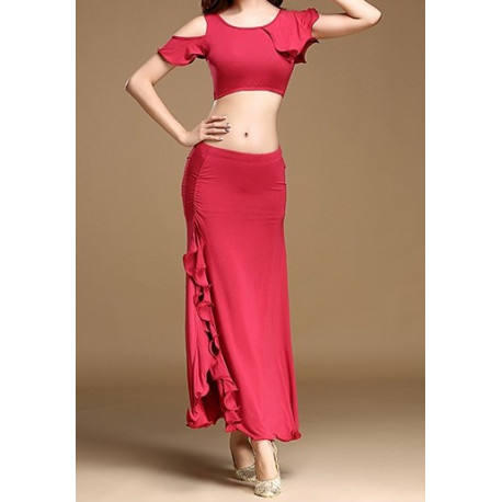 Tenue de danse orientale en lycra 2 pièces grenat