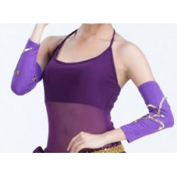 Paire de manchons de danse orientale perlés or Violet