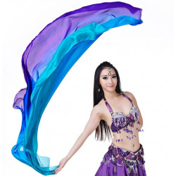 Voile de danse orientale en soie violet bleu