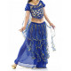 Costume de danse orientale à froufrous brillants Bleu roy