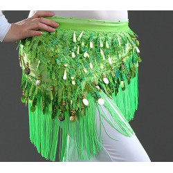Ceinture de danse orientale triangle à franges vert pomme