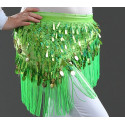 Ceinture de danse orientale triangle à franges vert pomme