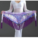 Ceinture de danse orientale triangle à franges violette