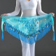 Ceinture de danse orientale triangle à franges bleu clair