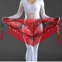 Ceinture de danse orientale triangle à franges rouge