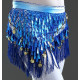 Ceinture de danse orientale triangle à franges bleu foncé