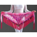 Ceinture de danse orientale triangle à franges fuschia