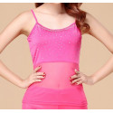 Top de danse orientale bi matière strass fuschia