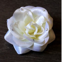 Fleur à cheveux satinée et strass jaune