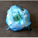 Double fleur à cheveux turquoise satinée et pailletée sur pince 