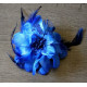 Double fleur à cheveux tulle et paillettes sur pince bleu roy