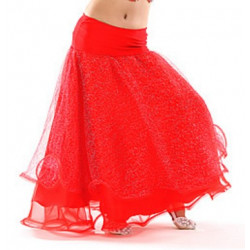 Jupe enfant de danse orientale voilée brillante rouge