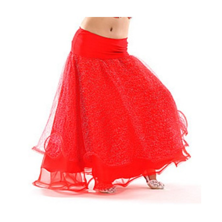 Jupe enfant de danse orientale voilée brillante rouge