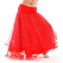 Jupe enfant de danse orientale voilée brillante rouge