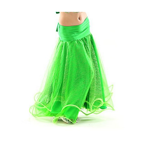 Jupe enfant de danse orientale voilée brillante verte