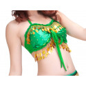 Top dos nu satin de danse orientale vert